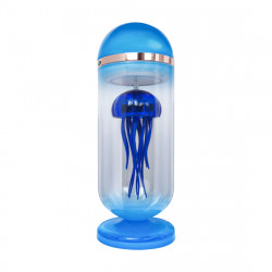 blue mechanical capsule jellyfish model artistic with glass cover