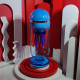 blue mechanical capsule jellyfish model artistic with glass cover