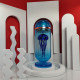 blue mechanical capsule jellyfish model artistic with glass cover