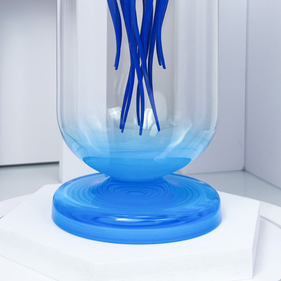 blue mechanical capsule jellyfish model artistic with glass cover