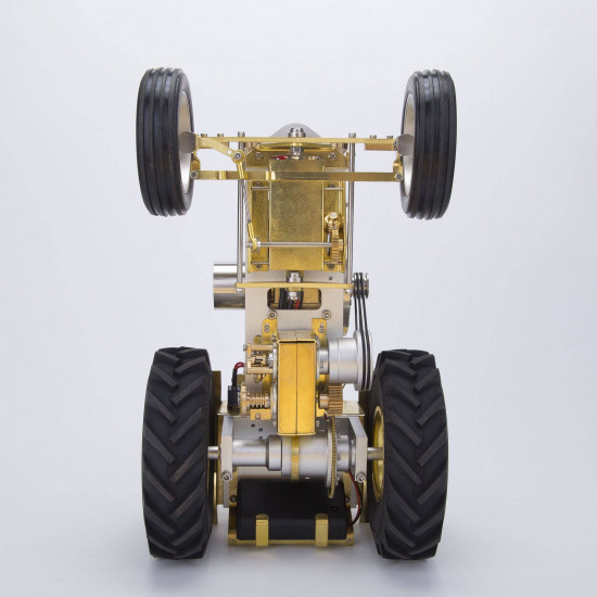 brass gas powered roller tractor vehicle model with mini horizontal water-cooled engine