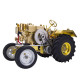 brass gas powered roller tractor vehicle model with mini horizontal water-cooled engine