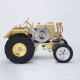 brass gas powered roller tractor vehicle model with mini horizontal water-cooled engine