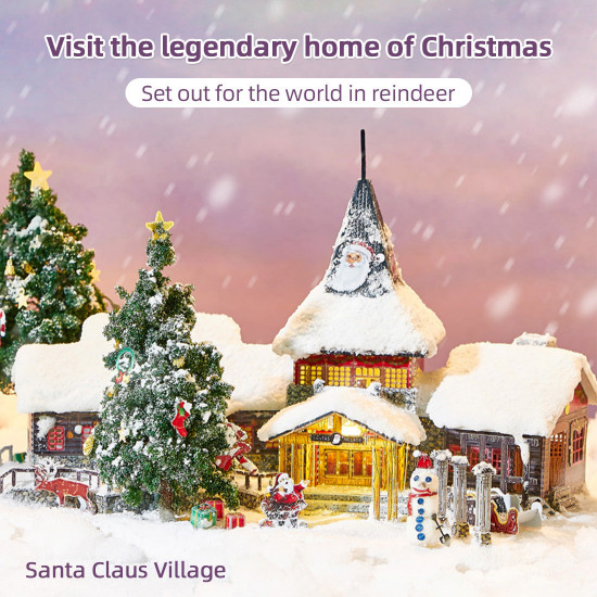 build a christmas santa claus's village model 3d puzzle kits