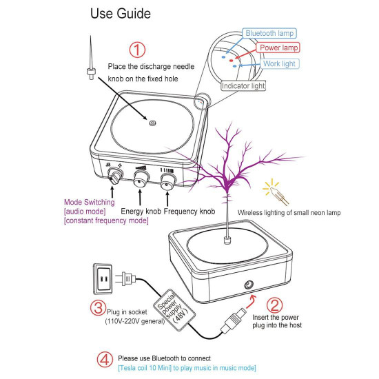 cool tiny bluetooth music tesla coil red frame tc10