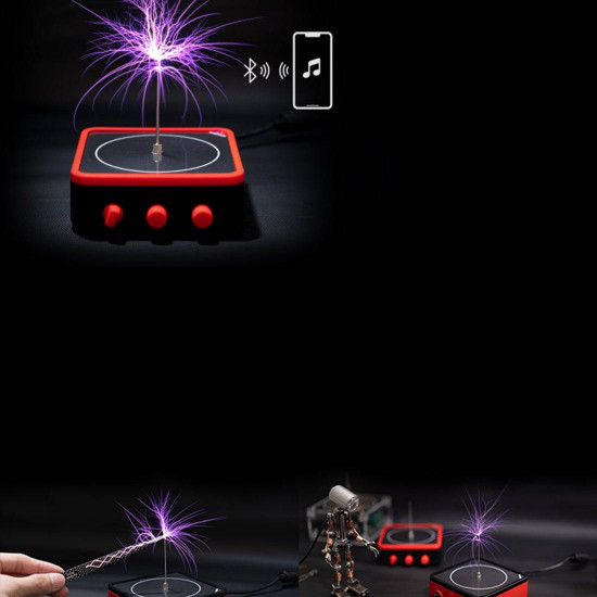 cool tiny bluetooth music tesla coil red frame tc10