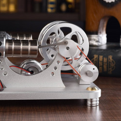 custom 2 cylinders hot air stirling engine model generator with voltage meter & led lamp bead