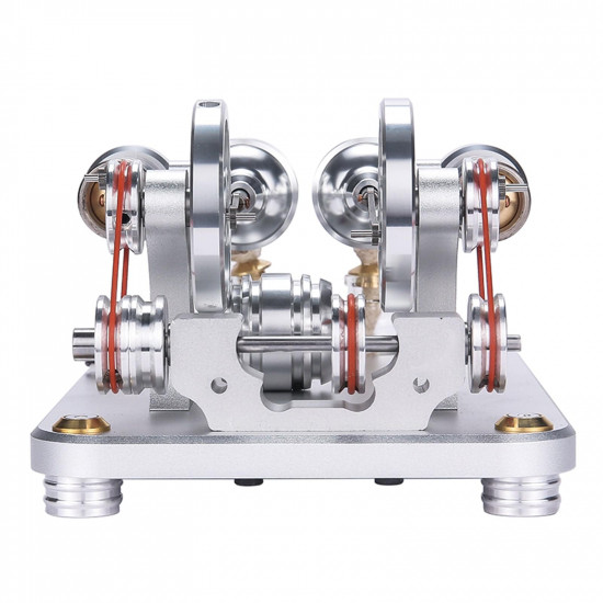 custom 2 cylinders hot air stirling engine model generator with voltage meter & led lamp bead