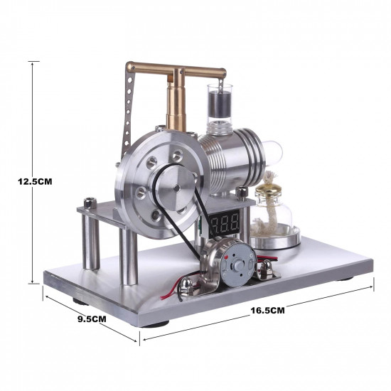 custom balance type hot air single cylinder stirling engine generator model with  led bulb & voltage digital display meter