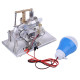 custom balance type hot air single cylinder stirling engine generator model with  led bulb & voltage digital display meter