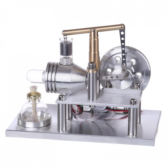 custom balance type hot air single cylinder stirling engine generator model with  led bulb & voltage digital display meter