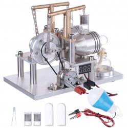 custom stirling engine 2 cylinders hot air generator model with voltage meter led bulb science experiment educational toy