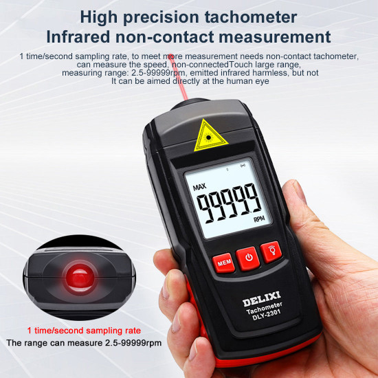 digital tachometer tester noncontact laser photo sensor for model engine with 2.5 to 99,999 rpm accuracy