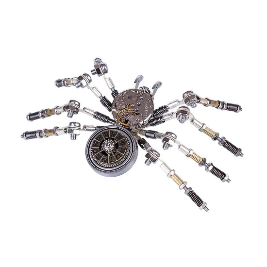 diy assembled building model kit metal clock spider model ornaments home office decor art creative gift