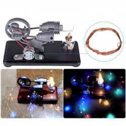 diy γ-shape assembly  retro stirling engine kit generator sterling model with led light science educational toy