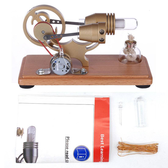 diy γ-shape assembly  retro stirling engine kit generator sterling model with led light science educational toy