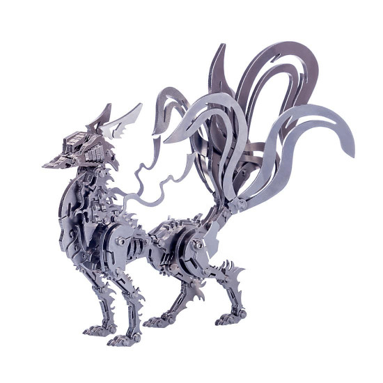 diy stainless steel 3d large nine-tailed fox model kit assembly crafts