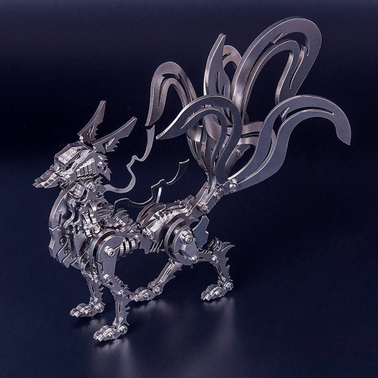 diy stainless steel 3d large nine-tailed fox model kit assembly crafts