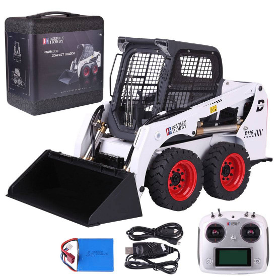 e116-003 1/14 2.4g alloy hydraulic skid steer loader engineering bulldozer construction remote control vehicle - rtr version