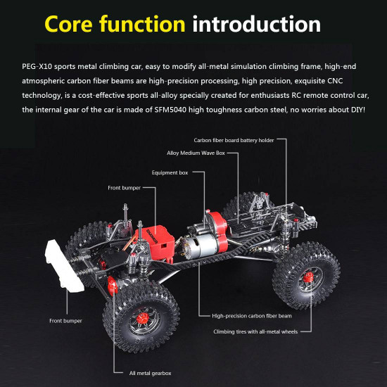 enjomor 1/10  metal rc car frame 4wd off-road climbing car without car shell