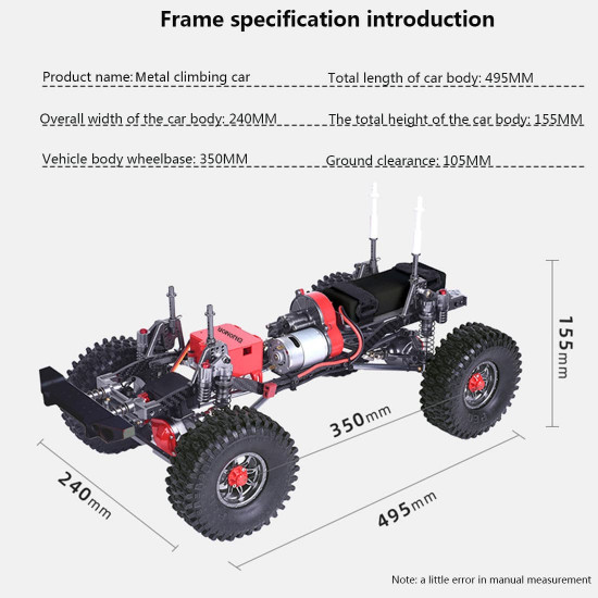 enjomor 1/10  metal rc car frame 4wd off-road climbing car without car shell