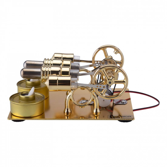 enjomor 4 cylinder hot air stirling engine generator with bulb & voltmeter