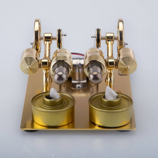 enjomor 4 cylinder hot air stirling engine generator with bulb & voltmeter