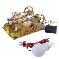 enjomor 4 cylinder hot air stirling engine generator with bulb & voltmeter
