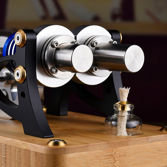 enjomor alpha type stirling engine twin-cylinder twin-piston ec engine model