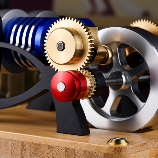 enjomor alpha type stirling engine twin-cylinder twin-piston ec engine model