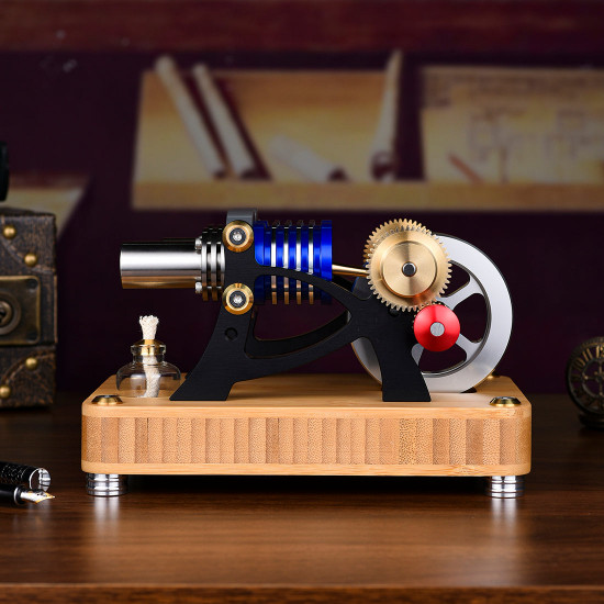 enjomor alpha type stirling engine twin-cylinder twin-piston ec engine model