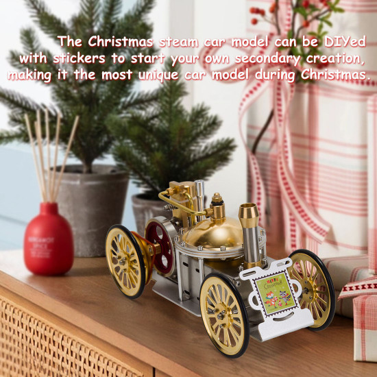 enjomor antique live steam-powered car model golden christmas