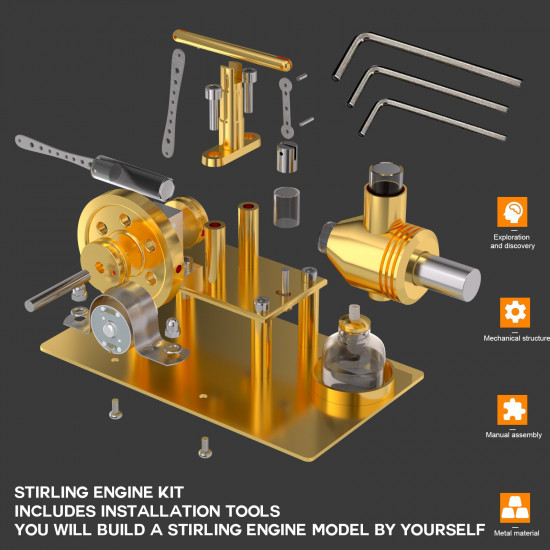 enjomor diy hot air stirling engine model building kits golden