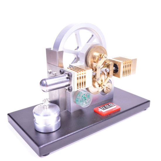 enjomor horizontal gear drive hot air stirling engine led electricity generator model with voltmeter