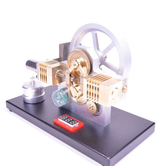 enjomor horizontal gear drive hot air stirling engine led electricity generator model with voltmeter