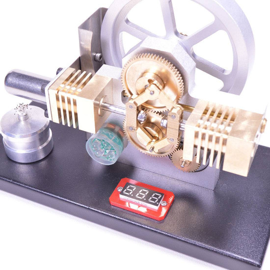 enjomor horizontal gear drive hot air stirling engine led electricity generator model with voltmeter