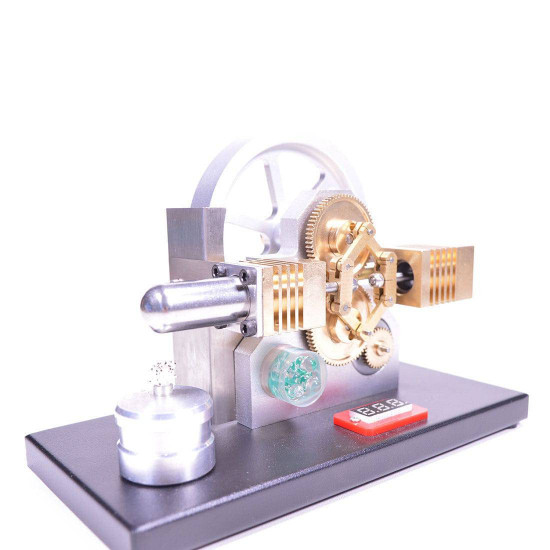 enjomor horizontal gear drive hot air stirling engine led electricity generator model with voltmeter