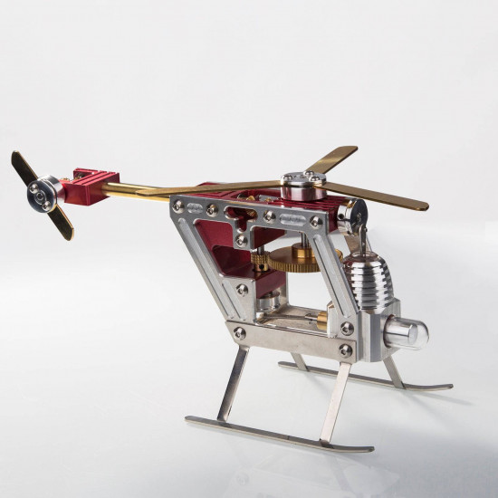 enjomor γ-shape metal hot-air stirling engine powered engine mini helicopter model building kit