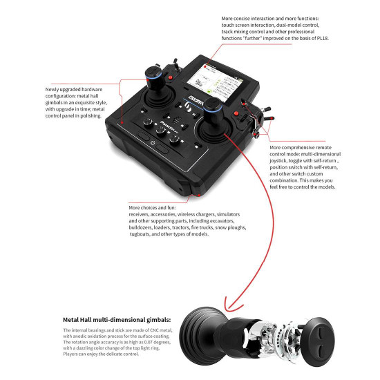 flysky paladin pl18 ev 18ch 5d joystick controller rc transmitter & receiver for rc construction vehicles model toy