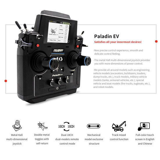 flysky paladin pl18 ev 18ch 5d joystick controller rc transmitter & receiver for rc construction vehicles model toy