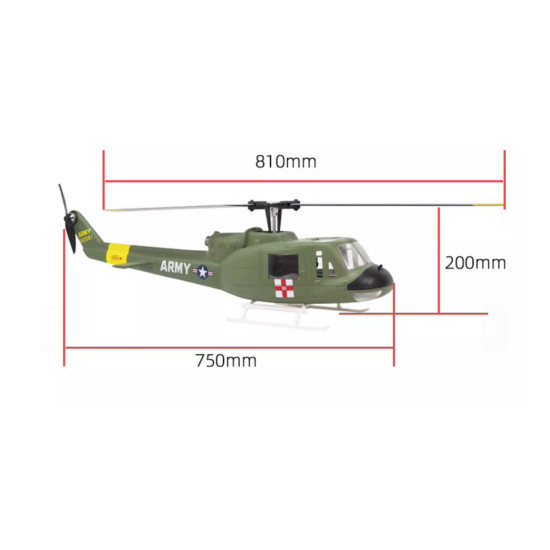 flywing uh1-v3 huey 470-class rc helicopter model 2.4g rc 6ch electric airplane