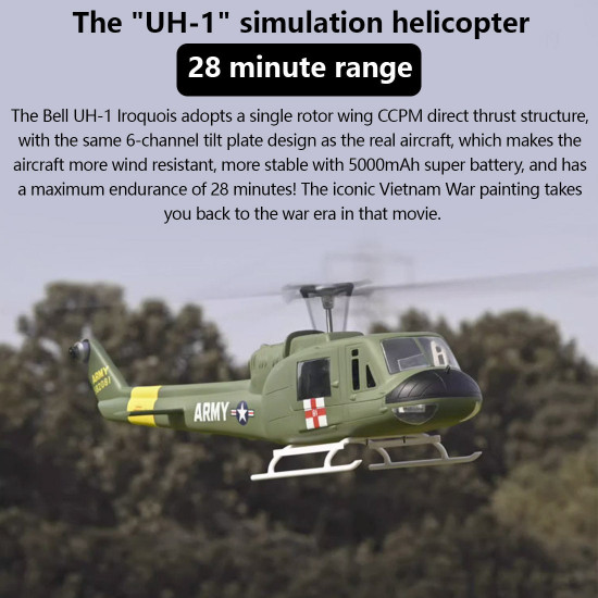 flywing uh1-v3 huey 470-class rc helicopter model 2.4g rc 6ch electric airplane