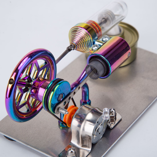 gamma free piston stirling engine with led lights physics demos