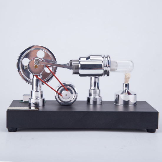 enjomor gamma type hot air stirling engines with light and voltmeter