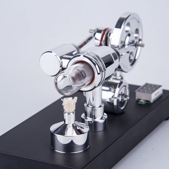 enjomor gamma type hot air stirling engines with light and voltmeter