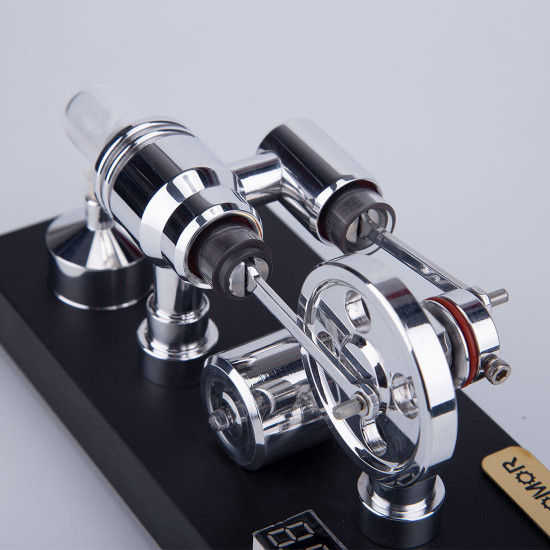 enjomor gamma type hot air stirling engines with light and voltmeter