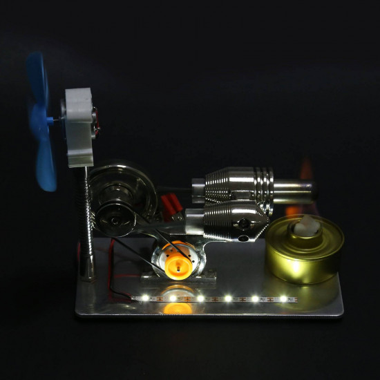 γ gammatype stirling engine generator model with led light bar & fan  science experiment educational toy