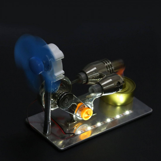 γ gammatype stirling engine generator model with led light bar & fan  science experiment educational toy