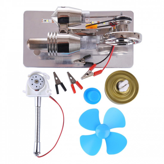 γ gammatype stirling engine generator model with led light bar & fan  science experiment educational toy