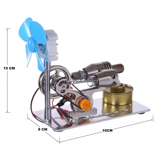 γ gammatype stirling engine generator model with led light bar & fan  science experiment educational toy